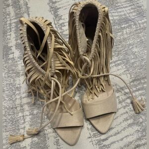 Zara Suede Fringe Stilettos. Brand New